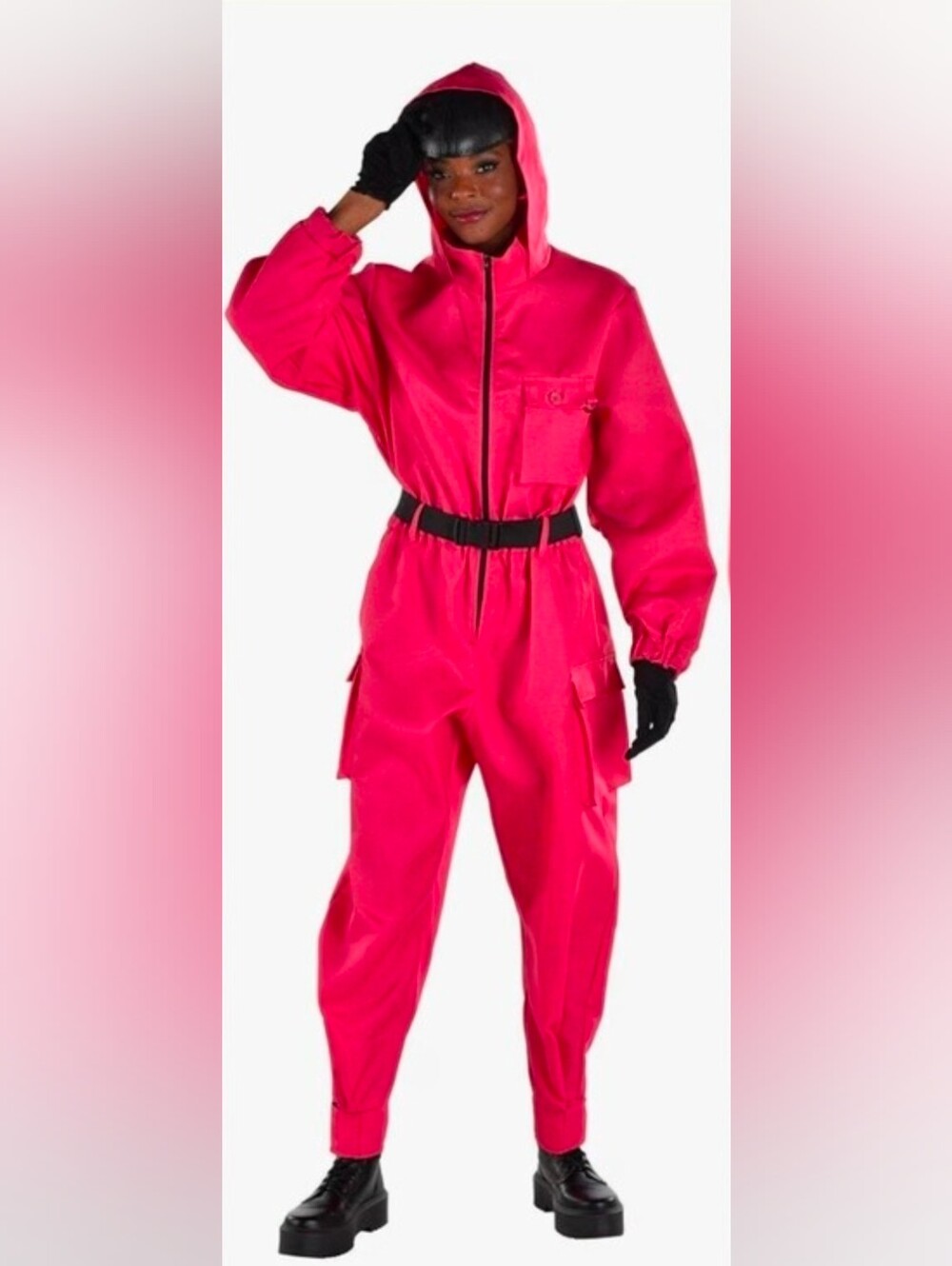 NWT Unisex-adult Squid Game Guard Costume, Jumpsuit, Belt And Gloves